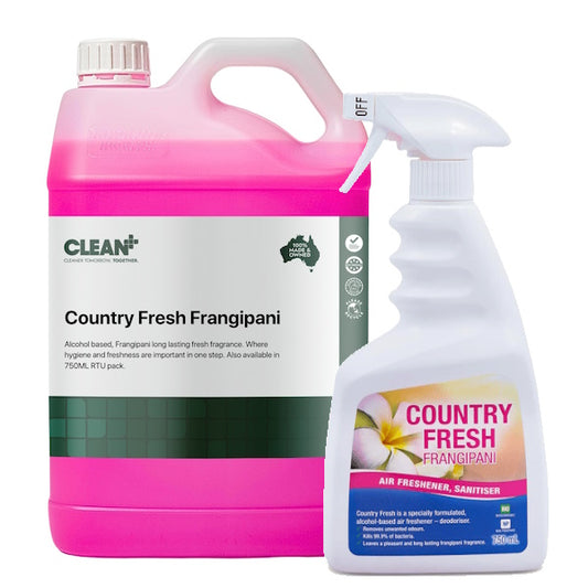 Clean Plus | Country Fresh Frangipani Air Freshener and Sanitiser | Crystalwhite Cleaning Supplies Melbourne