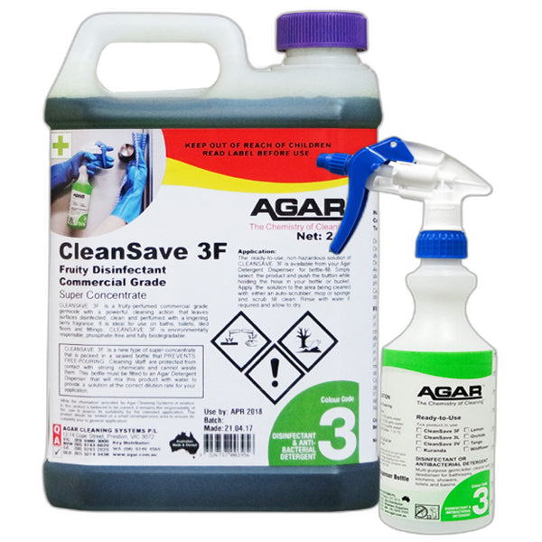 Agar | Cleansave 3F Fruity Disinfectant Commercial Grade Group | Crystalwhite Cleaning Supplies Melbourne
