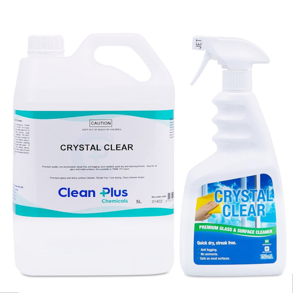 Clean Plus | Crystal Clear Glass Cleaner Group | Crystalwhite Cleaning Supplies Melbourne