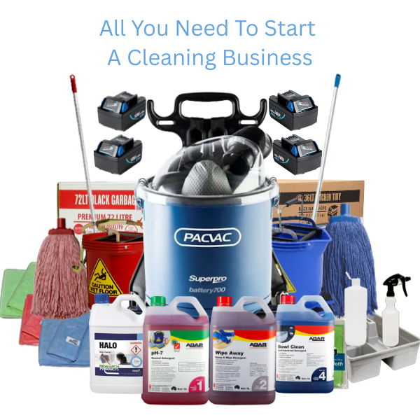 Commercial Cleaning Start-up Kit | Pacvac Superpro Go Commercial Vacuum | Crystalwhite Cleaning Supplies Melbourne.