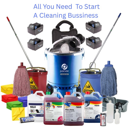 Commercial Cleaning Start-up Kit | Pacvac Superpro Go Commercial Vacuum | Crystalwhite Cleaning Supplies Melbourne.