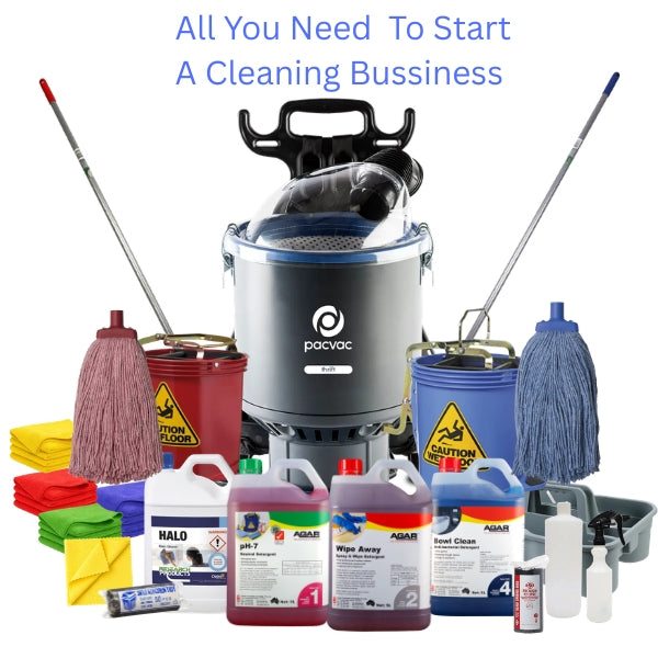 Commercial Cleaning Start-up Kit  Pacvac Thrift Backpack Vacuum | Crystalwhite Cleaning Supplies Melbourne.