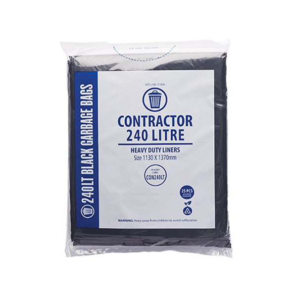 Contractor 240Lt Black Bin liner | Crystalwhite Cleaning Supplies Melbourne