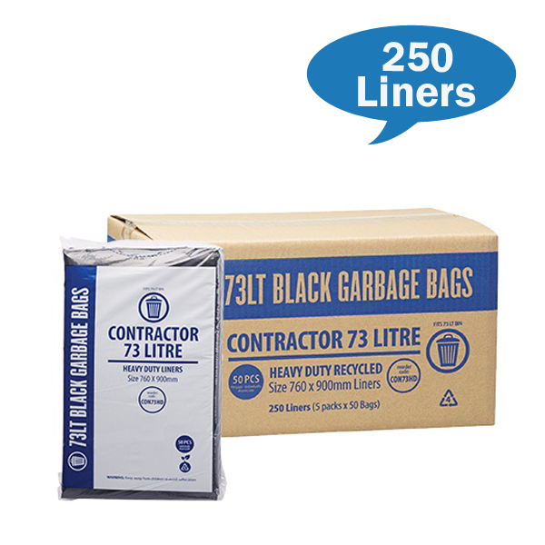 Austar |Contractor 73Lt Black Bin liner | Crystalwhite Cleaning Supplies Melbourne