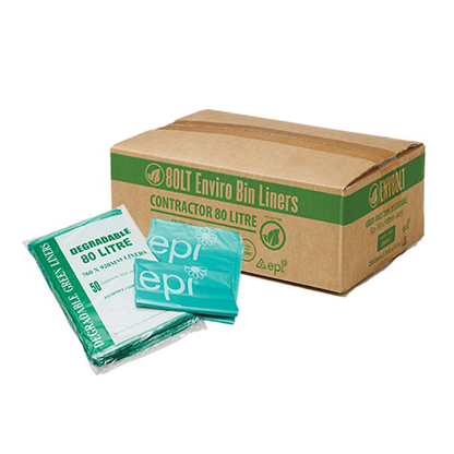 Crystalwhite Cleaning Supplies | Degradable 80 Lt Green Rubbish Bin Bags Liner | Crystalwhite Cleaning Supplies Melbourne