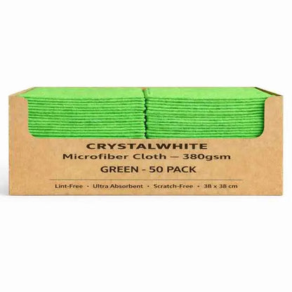 Crystalwhite | Microfibre Cloth Green [50 Cloths] | Crystalwhite Cleaning Supplies Melbourne