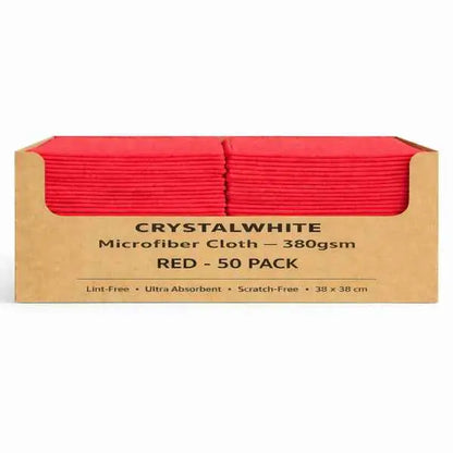Crystalwhite | Microfibre Cloth Red [50 Cloths] | Crystalwhite Cleaning Supplies Melbourne