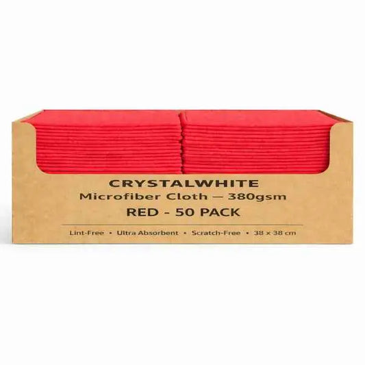 Crystalwhite | Microfibre Cloth Red [50 Cloths] | Crystalwhite Cleaning Supplies Melbourne
