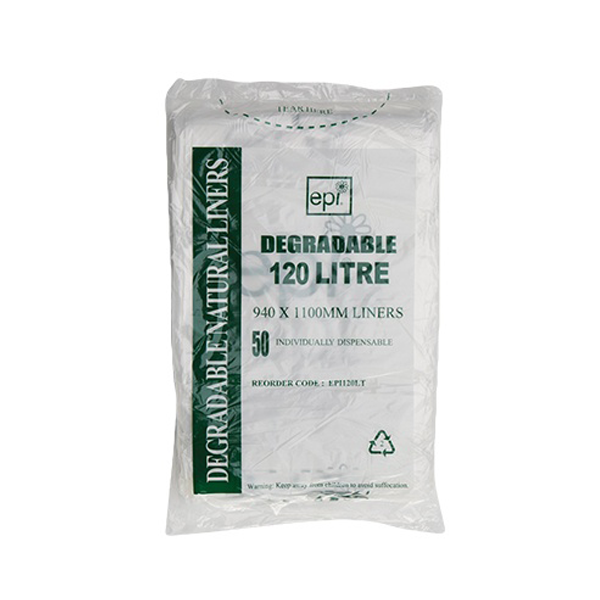 Austar | Contractor 120Lt Enviro Natural Bin Liners Pack | Crystalwhite Cleaning Supplies Melbourne