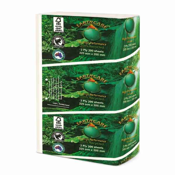 Earthcare | 100% Recycled SuperTrim Interleaved Hand Towel 23.5 X 20.5cm  3200 Sheets | Crystalwhite Cleaning Supplies Melbourne