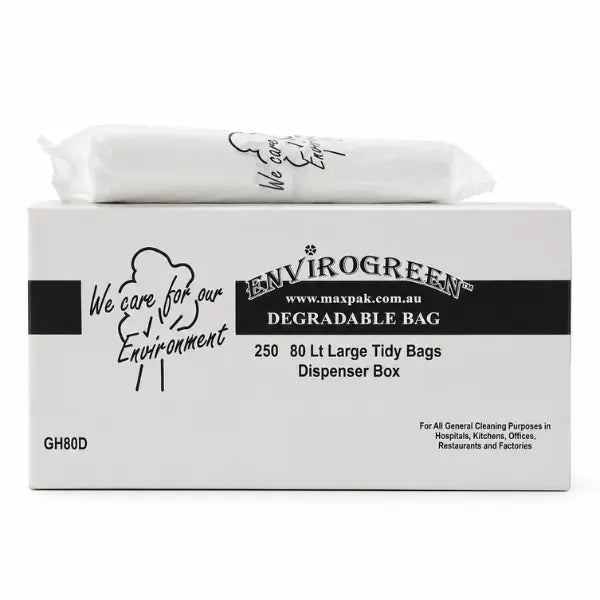Envirogreen | Degradable 250 Bin Liners 80Lt | Crsytalwhite Cleaning Supplies Melbourne