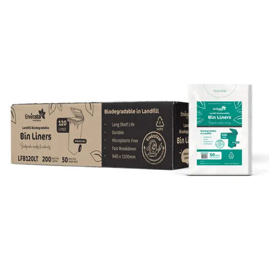 Envirostar | 120L Landfill Biodegradable Bin Liners | Crystalwhite Cleaning Supplies Melbourne