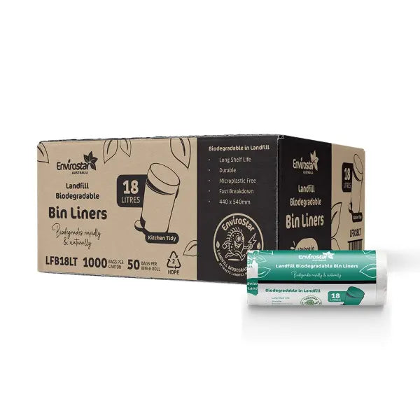 Envirostar | 18L Landfill Biodegradable Bin Liners | Crystalwhite Cleaning Supplies Melbourne