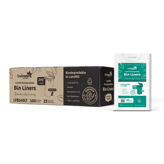 Envirostar | 240L Landfill Biodegradable Bin Liners | Crystalwhite Cleaning Supplies Melbourne