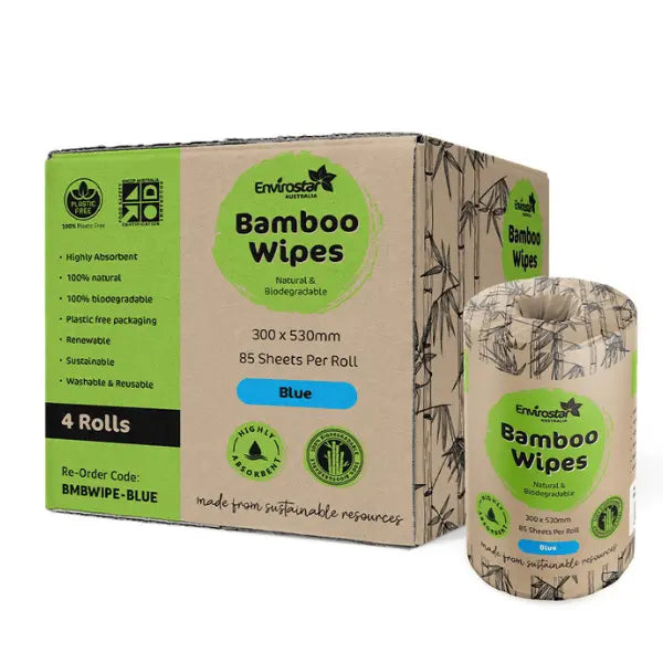 Envirostar Bamboo Wipes 85 Sheets/Roll Blue