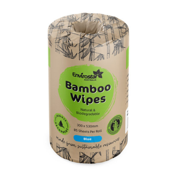 Envirostar | Bamboo Wipes 85 Sheets/Roll Blue | Crystalwhite Cleaning Supplies Melbourne.