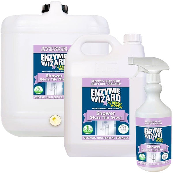Enzyme Wizard | Shower Glass Tile Grout Cleaner Group | Crystalwhite Cleaning Supplies Melbourne