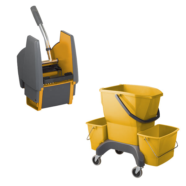 Oates | Oates Ezy Ergo Bucket 25 Litre with Presser Yellow | Crystalwhite Cleaning Supplies Melbourne
