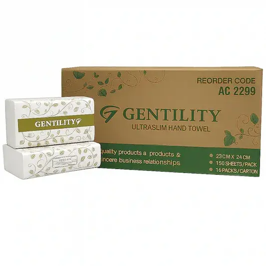 Gentility Ultraslim Hand Towel 23 X 24cm | 2400 Sheets