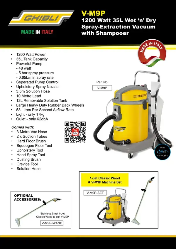 Ghibli 35Lt Commercial Carpet Extractor - Carpet Washer Ghibli