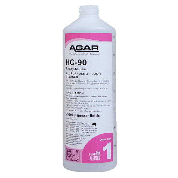 Agar | HC-90 Detergent 750ml Dispenser Bottle | Crystalwhite Cleaning Supplies Melbourne