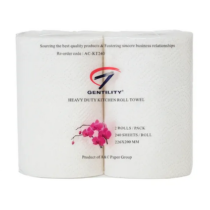 A & C Gentility Paper | Gentility 2 Ply Heavy Duty Kitchen Roll Towel Perforated Sheets | Crystalwhite Cleaning Supplies Melbourne