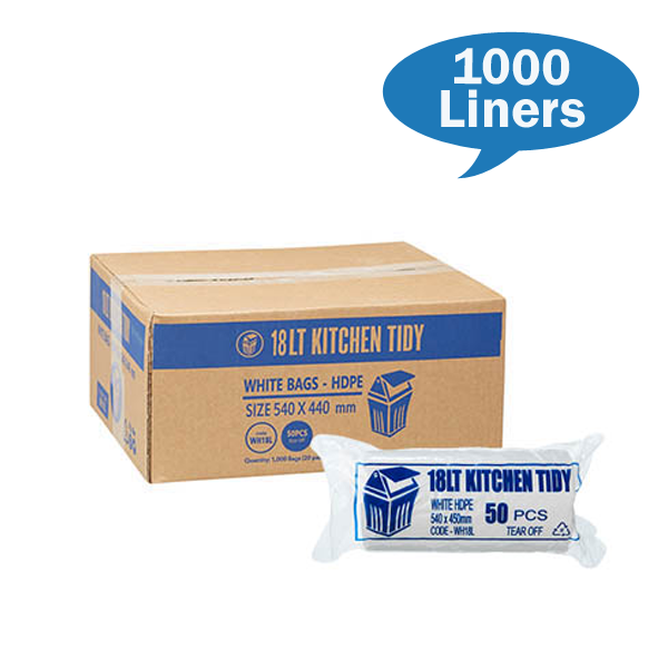 Kitchen Tidy Small 18Lt White Bin liner Carton Quantity | Crystalwhite Cleaning Supplies Melbourne