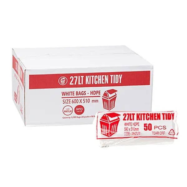 Kitchen Tidy 27Lt White Bin Liners | 1000 Bags