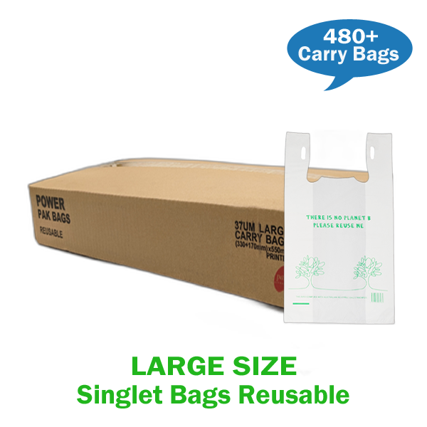 PlusPak | Reuseable 9.5Kg Printed Plastic Carry Bags 37UM | Crystalwhite Cleaning Supplies Melbourne