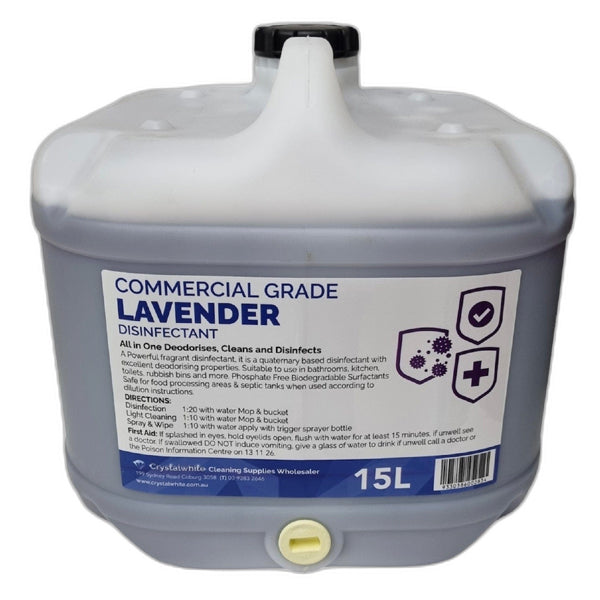 Crystalwhite Cleaning Supplies | Lavender Commercial Grade Disinfectant 15Lt | Crystalwhite Cleaning Supplies Melbourne