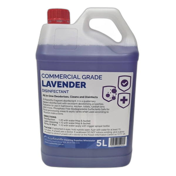Crystalwhite Cleaning Supplies | Lavender Commercial Grade Disinfectant 5Lt | Crystalwhite Cleaning Supplies Melbourne