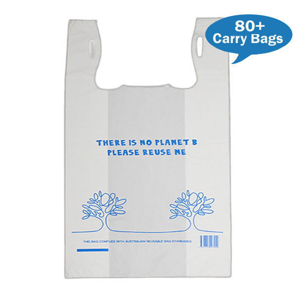 Reusable 9.5Kg Printed Plastic Carry Bags 37UM Singlet Crystalwhite