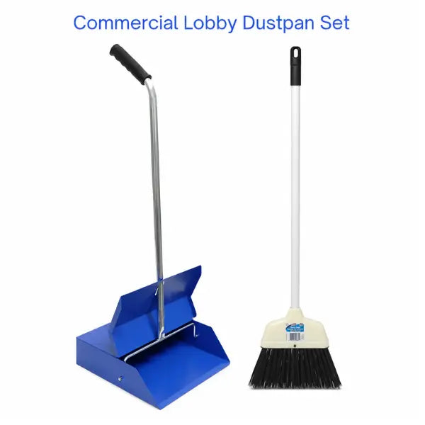 Crystalwhite | Upright Metal Lobby Dustpan with Hard Broom | Crystalwhite Cleaning Supplies Melbourne