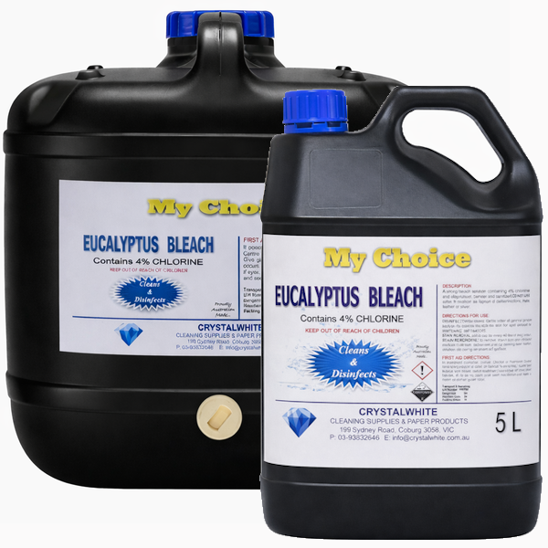 My Choice | Eucalyptus Bleach 4% Sodium Syprochorite | Crystalwhite Cleaning Supplies Melbourne
