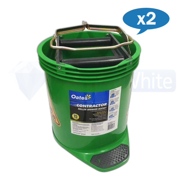 Oates | Contractor Wringer Mop Bucket 15Lt Green carton quantity | Crystalwhite Cleaning Supplies Melbourne