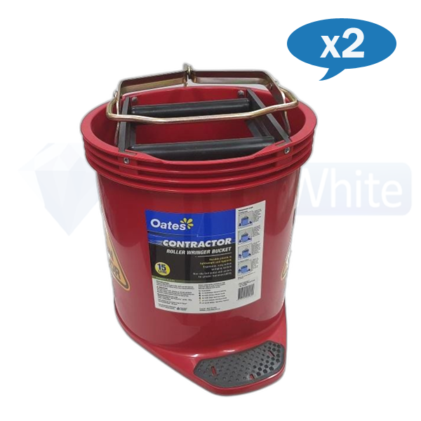 Oates | Contractor Wringer Mop Bucket 15Lt Red carton quantity | Crystalwhite Cleaning Supplies Melbourne