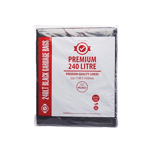 Premium 240 Lt Black Rubbish Bin Bags Liner | Crystalwhite Cleaning Supplies Melbourne