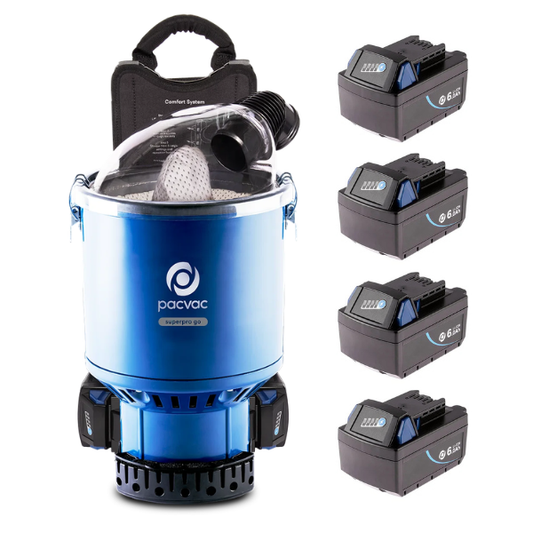 Pacvac | Pacvac Superpro Battery 700 Advanced Backpack Vacuum | Crystalwhite Cleaning Supplies Melbourne.