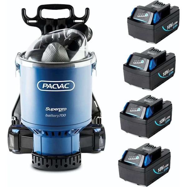 Pacvac | Pacvac Superpro Battery 700 Advanced Backpack Vacuum | Crystalwhite Cleaning Supplies Melbourne