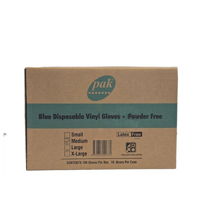 PlusPak | Vinyl Blue Powder Free Gloves  Medium Carton | Crystalwhite Cleaning Supplies Melbourne