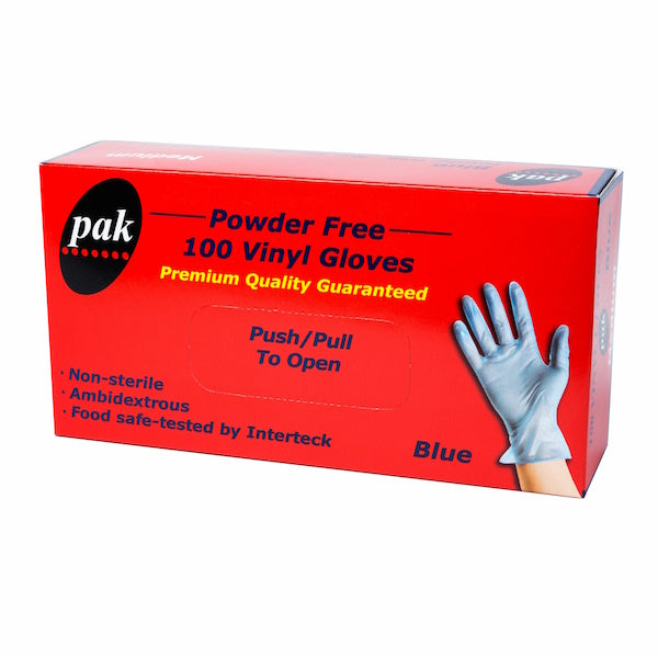 PlusPak | Vinyl Blue Powder Free Gloves | Crystalwhite Cleaning Supplies Melbourne