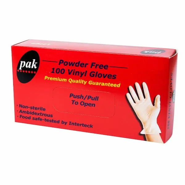 PAK Vinyl Clear Powder Free Gloves
