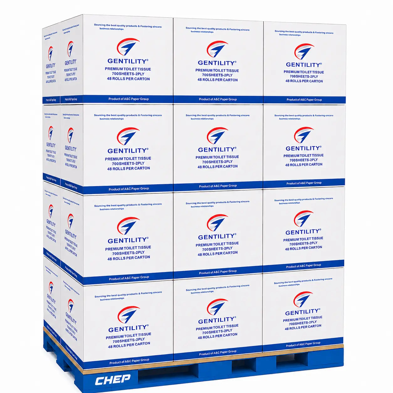 A & C Gentility Paper | Pallet Deal Gentility Premium 2 Ply 48 Rolls 700 Sheet Toilet Paper | Crystalwhite Cleaning Supplies Melbourne