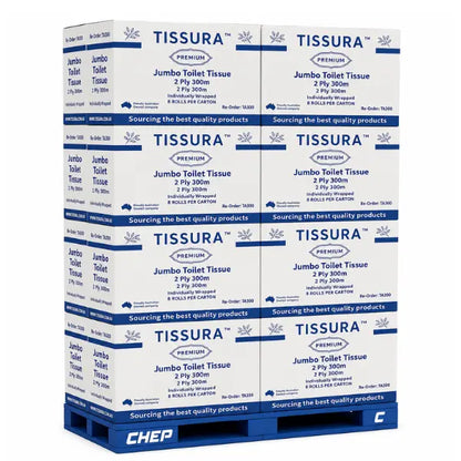 Pallet Deal Tissura | Jumbo Toilet Paper Roll TA300 | Crystalwhite Cleaning Supplies Melbourne
