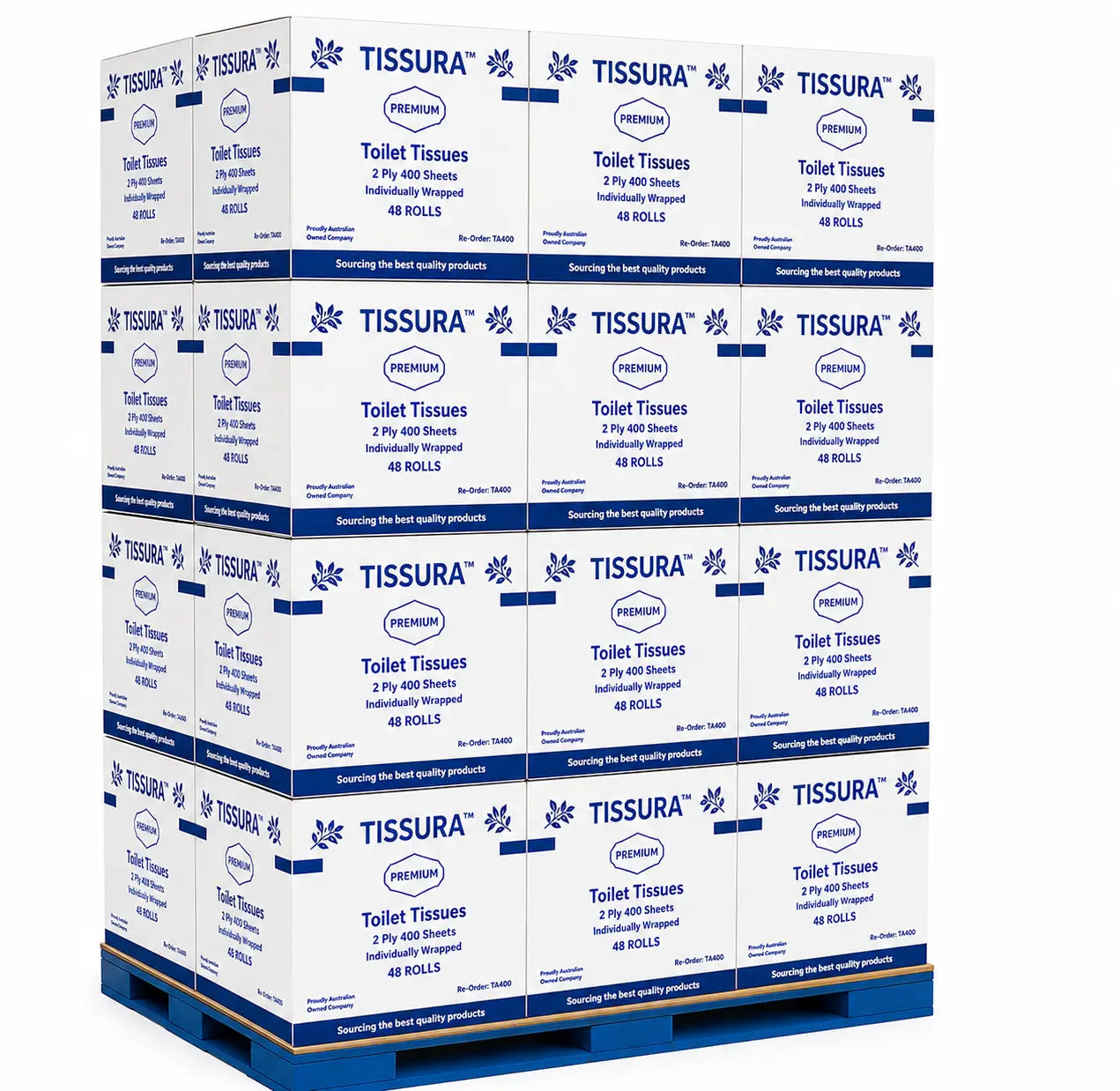 Tissura | Pallet Deal Tissura Premium Toilet Tissue 2 ply 400 Sheets 48 Rolls | Crystalwhite Cleaning Supplies Melbourne
