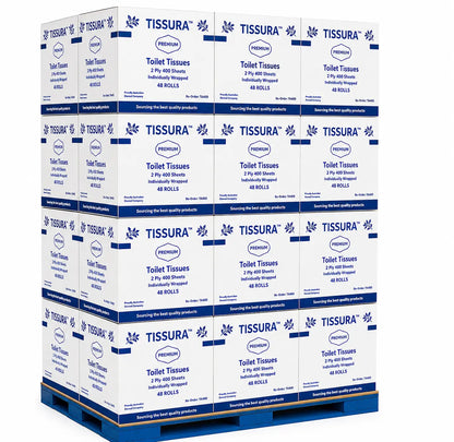 Tissura | Pallet Deal Tissura Premium Toilet Tissue 2 ply 400 Sheets 48 Rolls | Crystalwhite Cleaning Supplies Melbourne