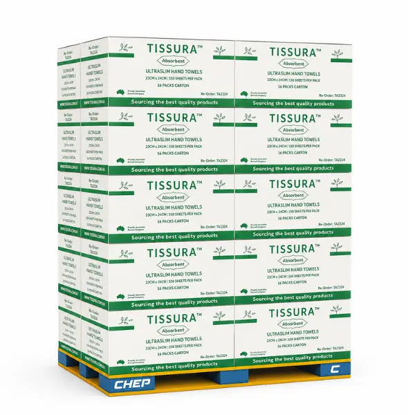 Tissura | Pallet Deal Absorbent Ultraslim Hand Towel 23 X 24cm  2400 Sheets | Crystalwhite Cleaning Supplies Melbourne