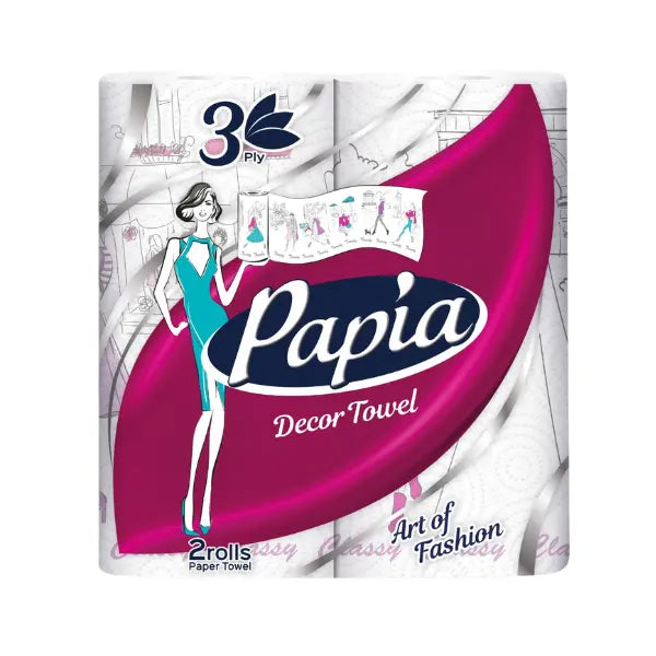 Crystalwhite | Papia 3ply Kitchen Towels Printed 2 Pack | Crystalwhite Cleaning Supplies Melbourne