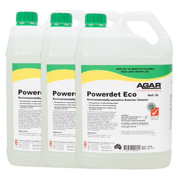 Agar | Agar Powerdet Eco Multipurpose Detergent 5Lt Carton Quantity | Crystalwhite Cleaning Supplies Melbourne