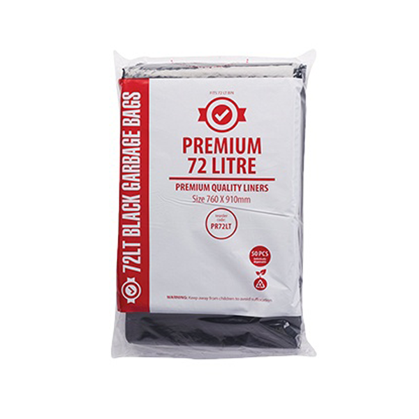 Austar Packaging | Premium HD  72Lt Black Rubbish Bin Liners | Crystalwhite Cleaning Supplies Melbourne